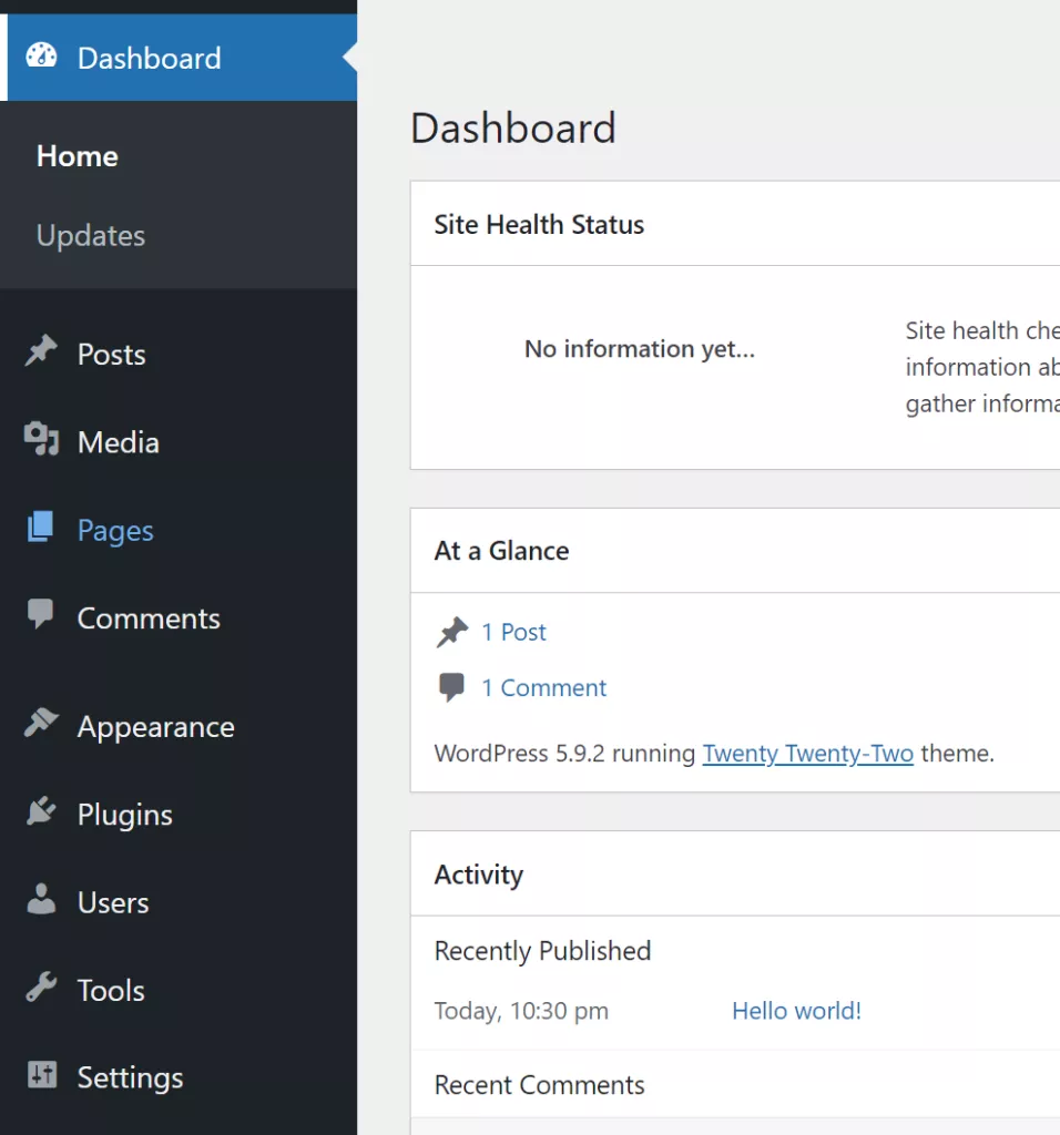 مدیریت پیشخوان وردپرس